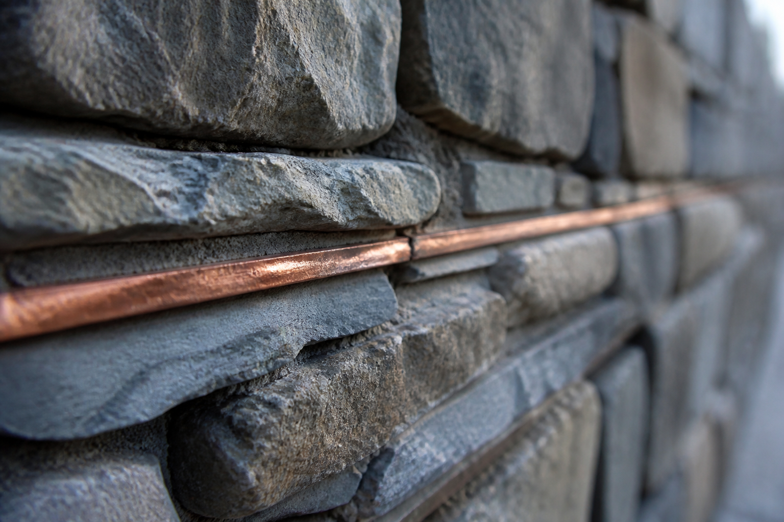 Stone with copper inlay